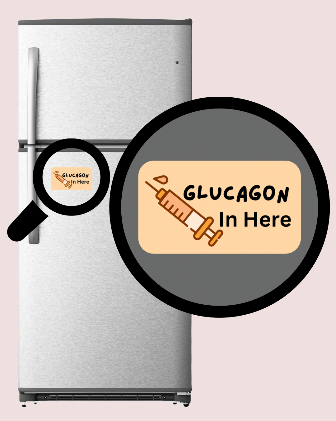 Glucagon in Here Fridge Magnet