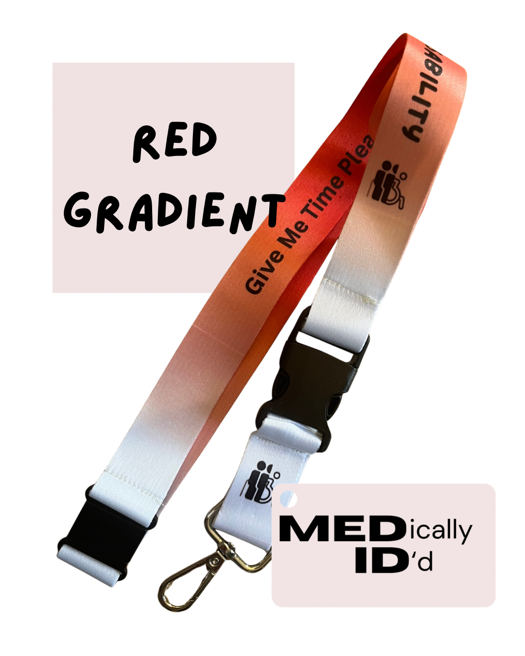 Red Gradient Invisible Disability Lanyard | Child | Adult