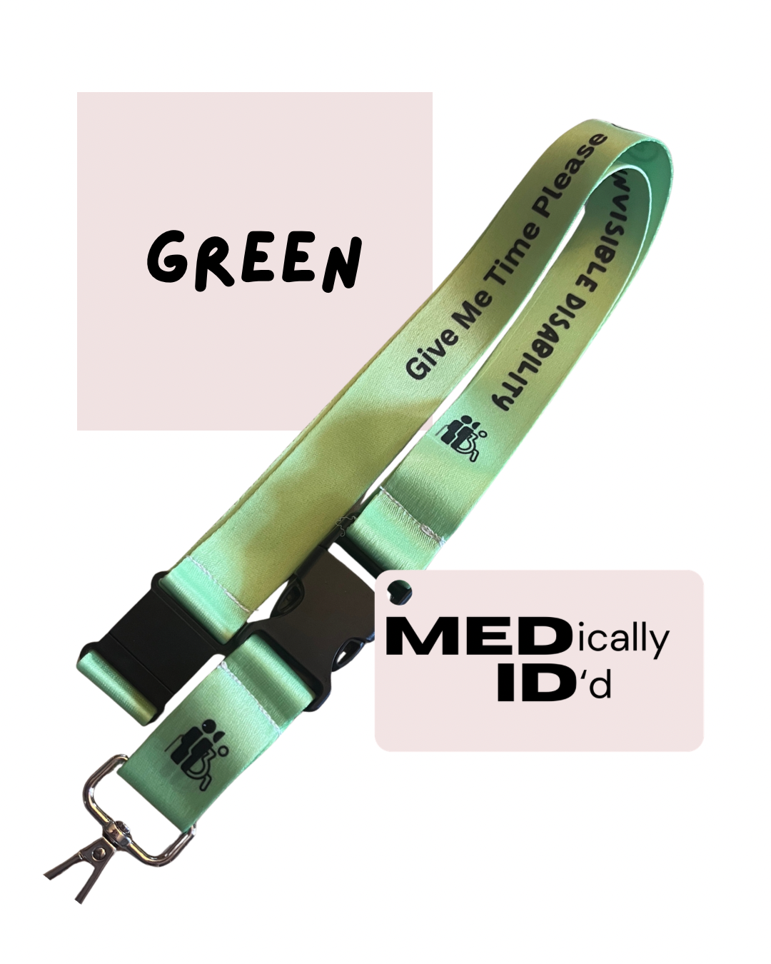 Green Invisible Disability Lanyard | Child | Adult