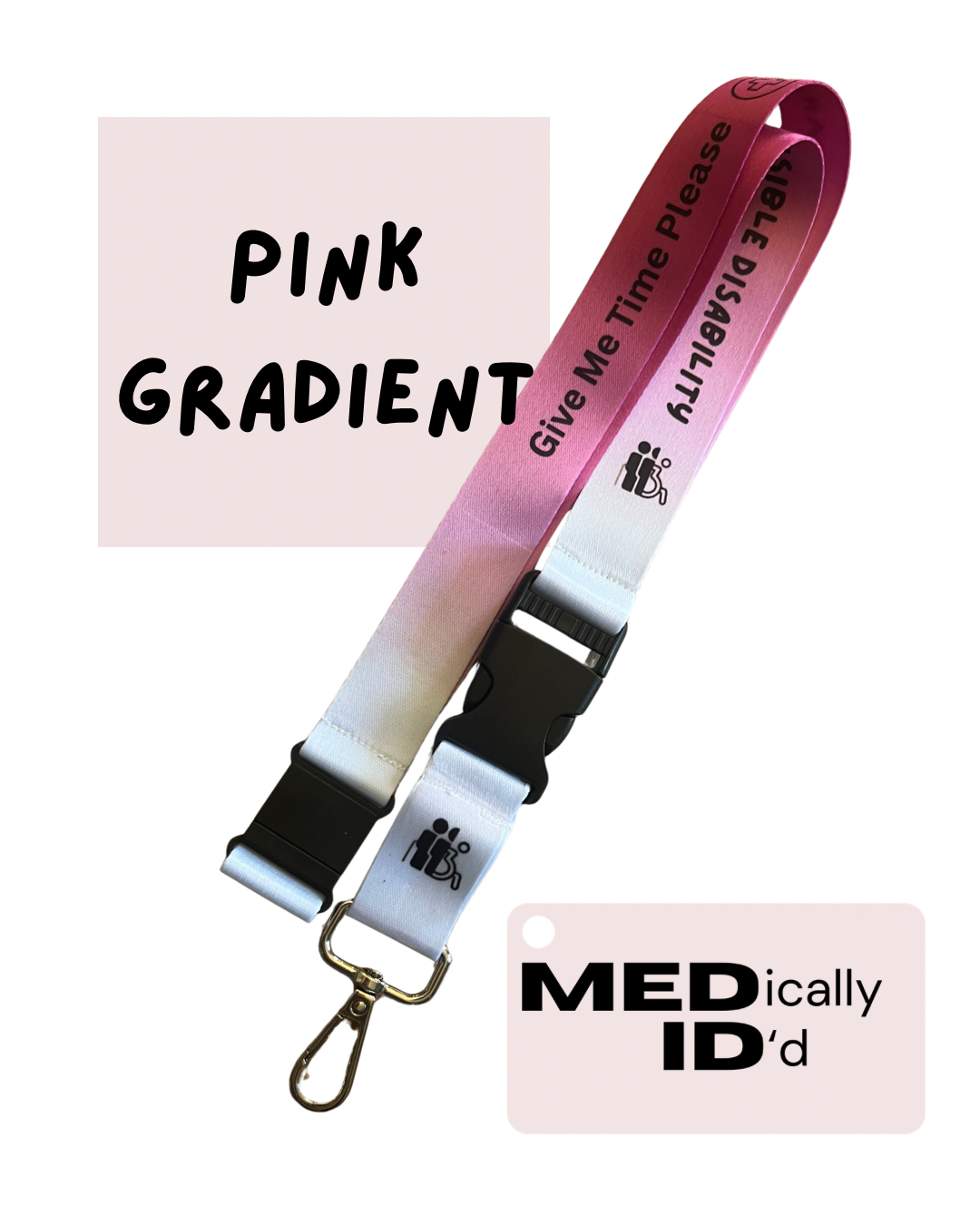 Pink Gradient Invisible Disability Lanyard | Child | Adult