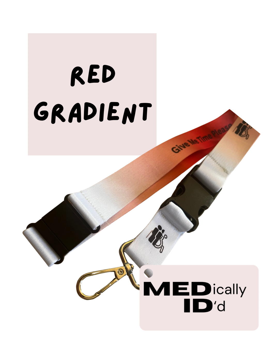 Red Gradient Invisible Disability Lanyard | Child | Adult