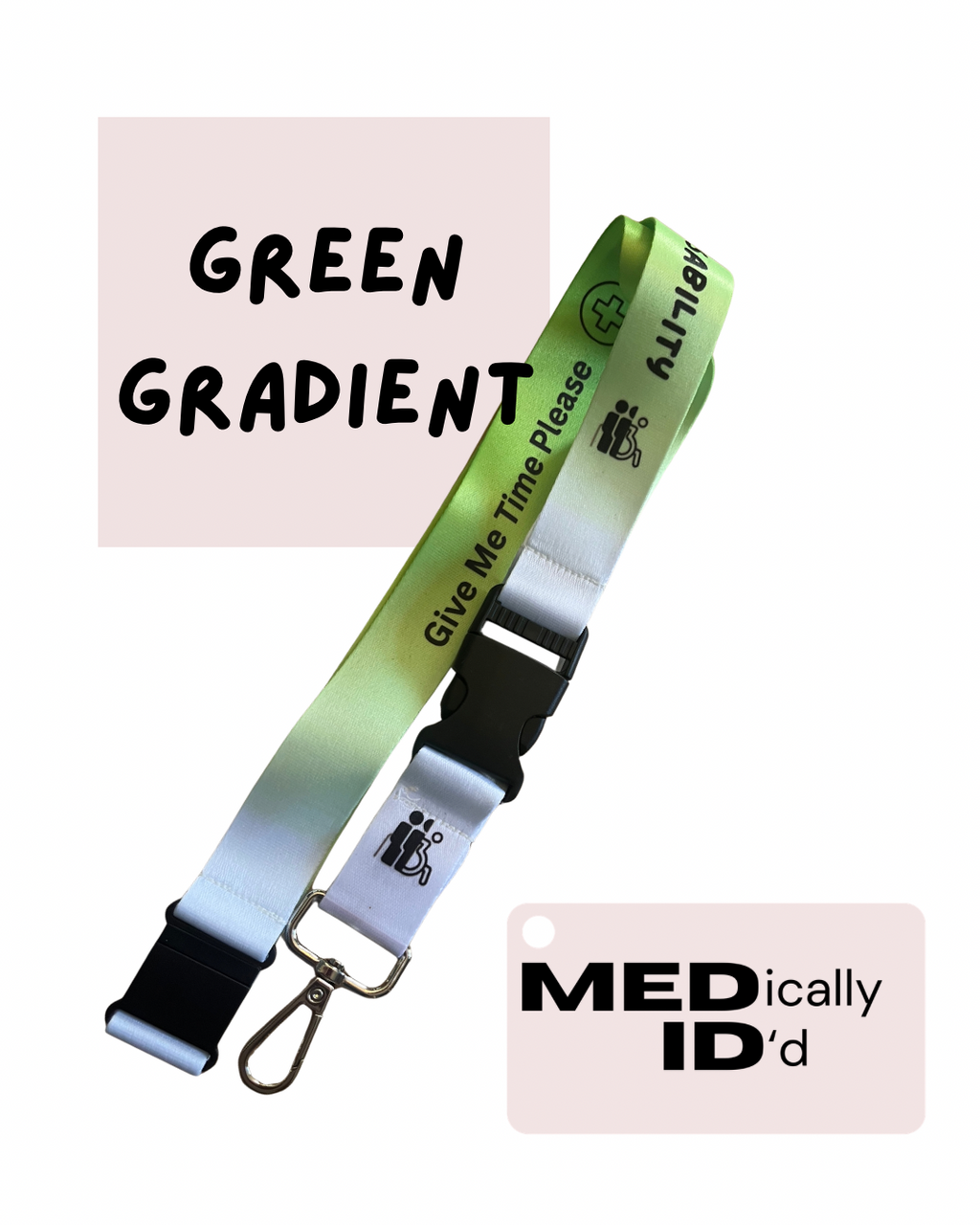 Green Gradient Invisible Disability Lanyard | Child | Adult