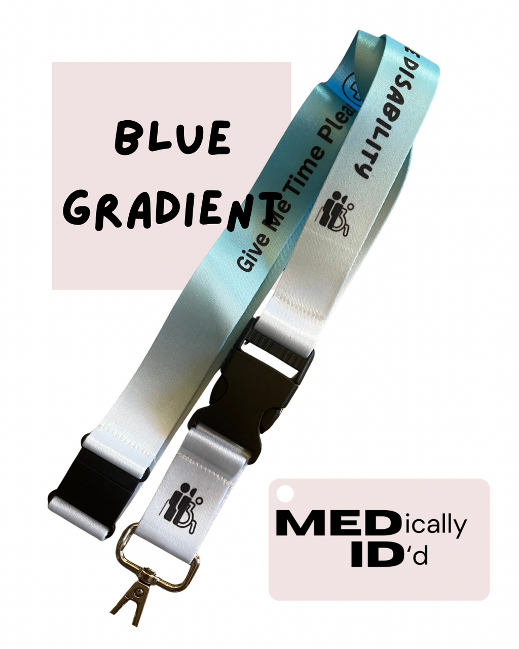 Blue Gradient Invisible Disability Lanyard | Child | Adult