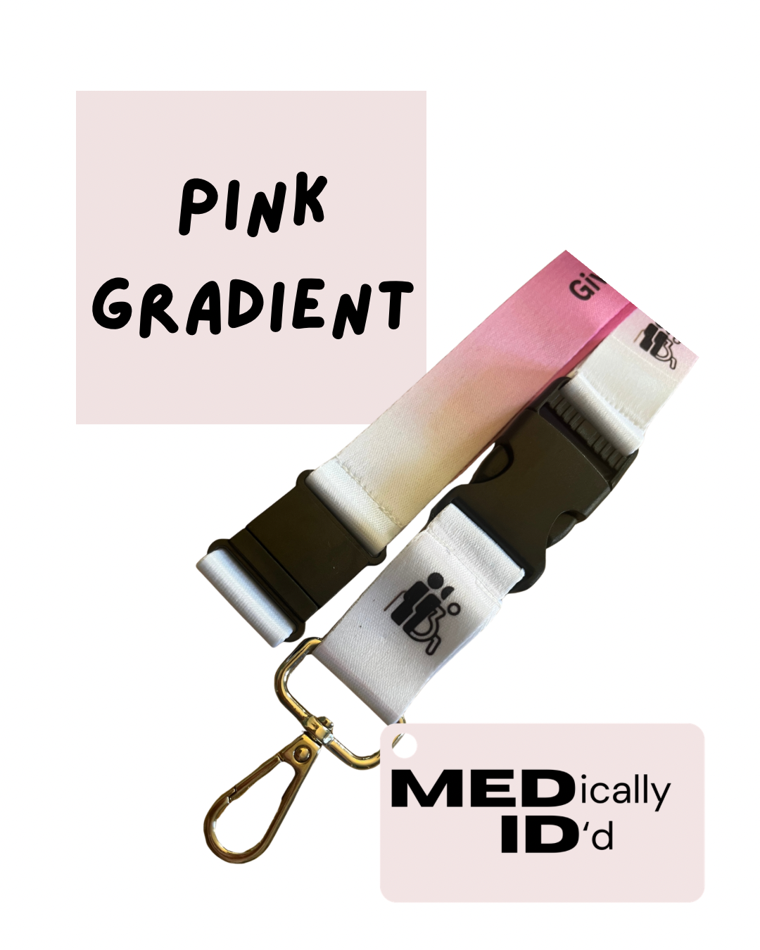 Pink Gradient Invisible Disability Lanyard | Child | Adult