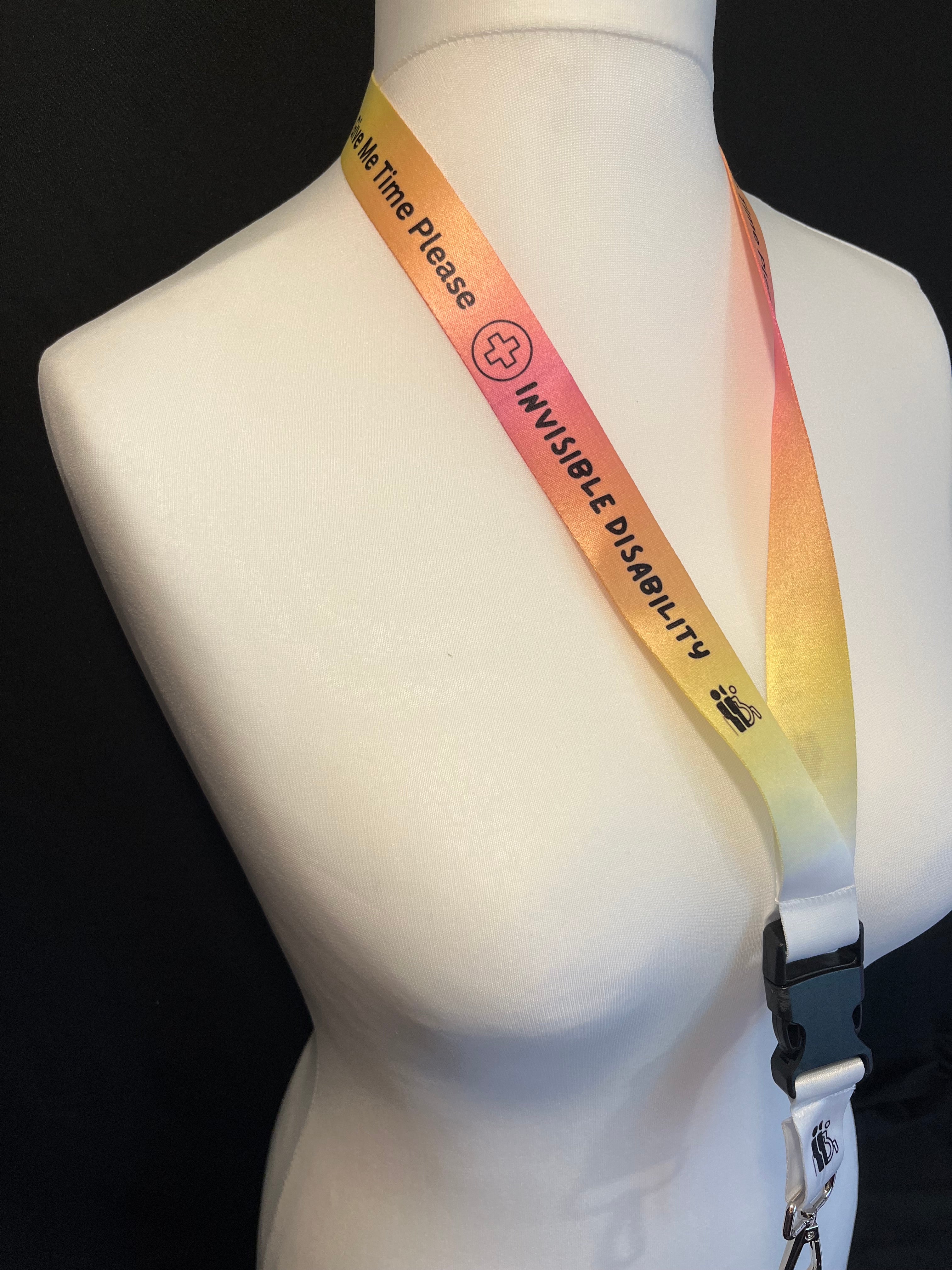 Pink Rainbow Gradient Invisible Disability Lanyard | Child | Adult