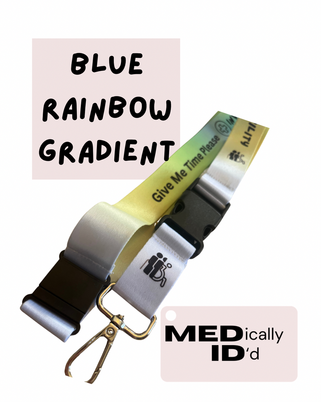 Blue Rainbow Gradient Invisible Disability Lanyard | Child | Adult