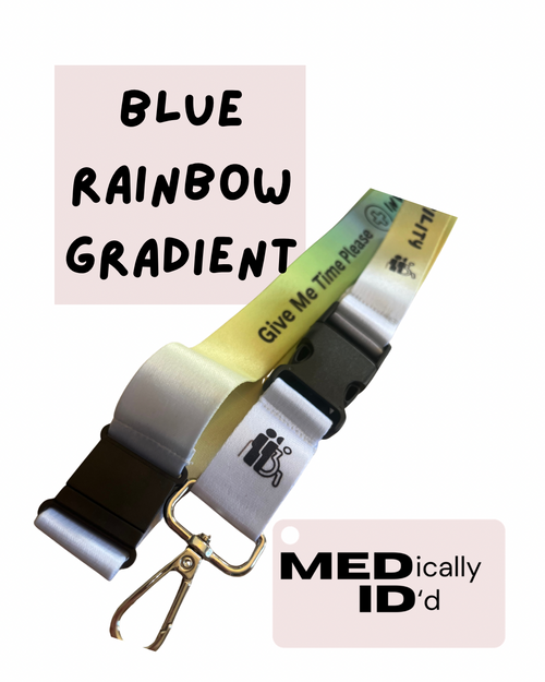 Blue Rainbow Gradient Invisible Disability Lanyard | Child | Adult